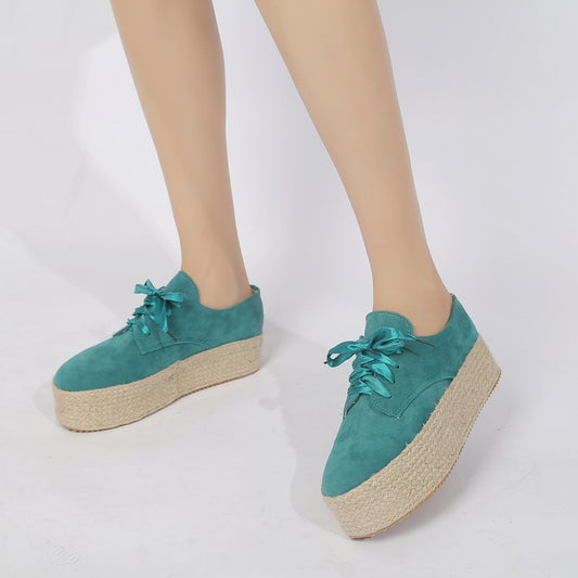 Women's round-toe lace-up casual shoes