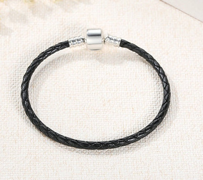 S925 silver leather rope bracelet