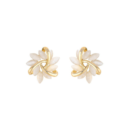 Cat's Eye Flower Earrings High Sense Opal Square Triangle Geometry Earrings