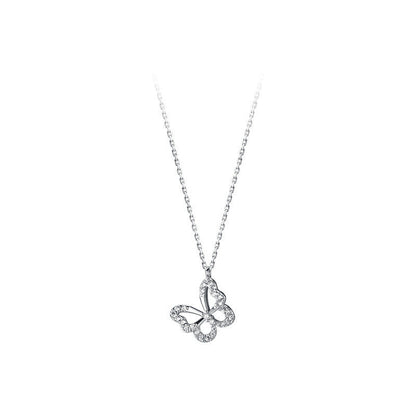 S925 Silver Diamond Butterfly Forest Necklace