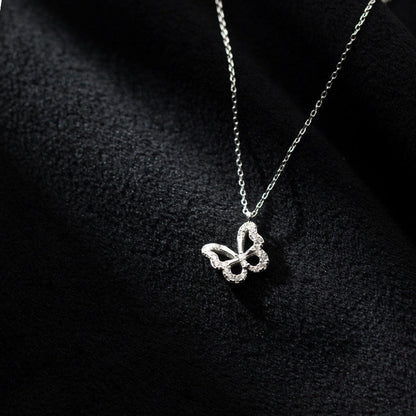 S925 Silver Diamond Butterfly Forest Necklace