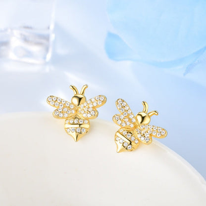 S925 silver pin with zircon earrings