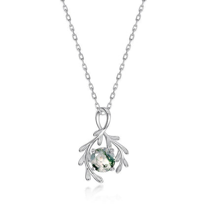 S925 Silver Green Moss Pendant