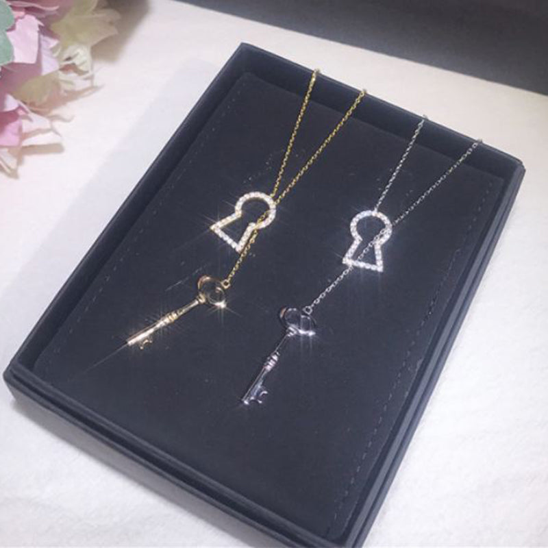S925 Sterling Silver Key Lock Necklace