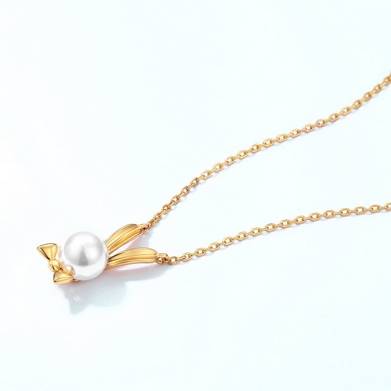 Ladies fashion rabbit s925 silver necklace