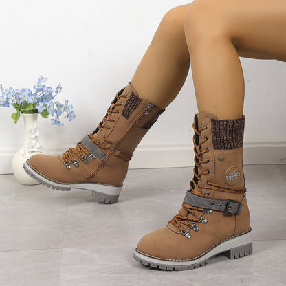 Fur Integrated Women's Shoes Thickened Warm Knee-high Snow Boots