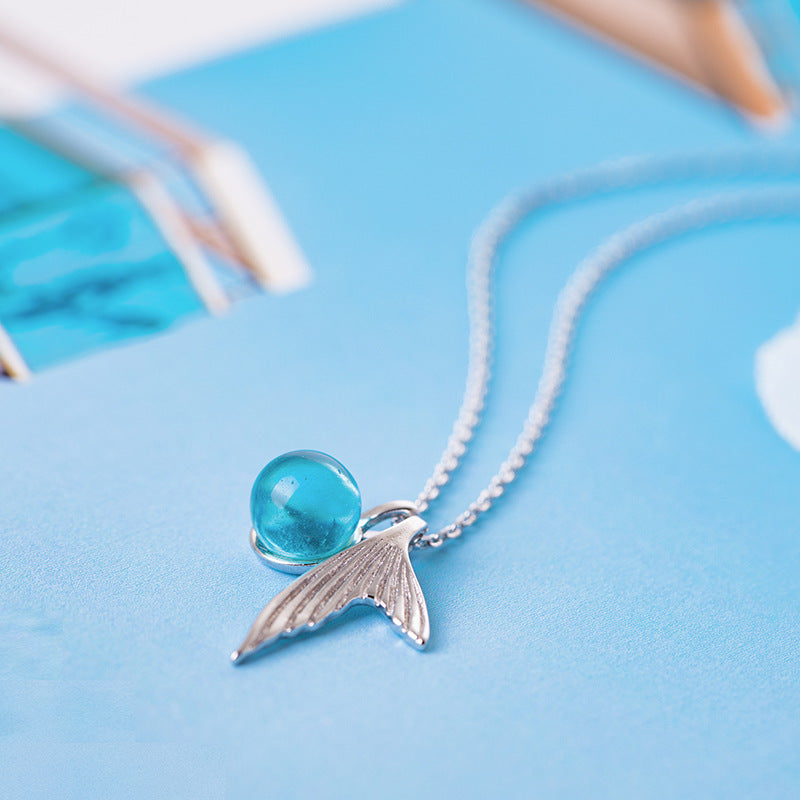 s925 sterling silver aquamarine necklace