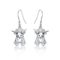 925 Sterling Silver Highland Cow Necklace Cow Earrings Cow Jewelry