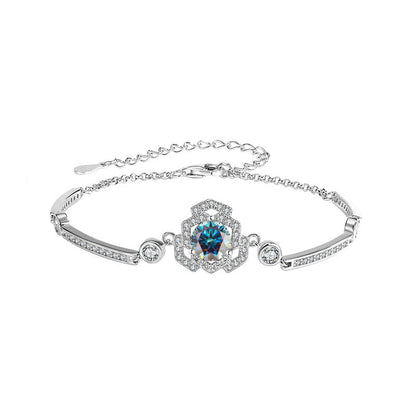 S925 Silver Moissanite Rose Bracelet