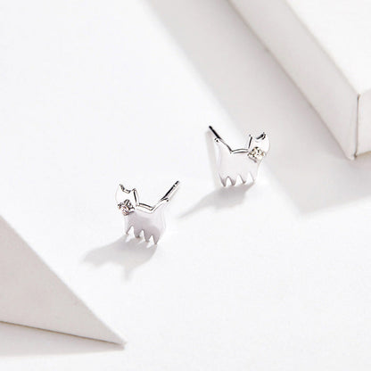 S925 cat earrings in sterling silver