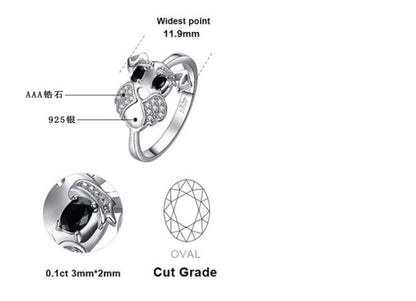 S925 silver cute puppy ring