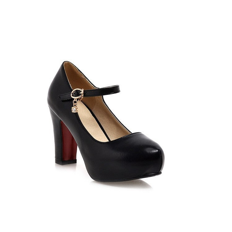 Chunky-heeled Round-toe High Heels For Women