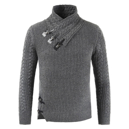 Men's Scalp Button Irregular Long Sleeve T-Shirt