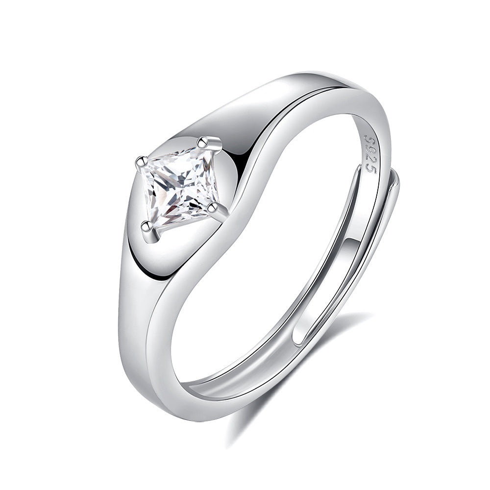 S925 Silver Adjustable Ring For Couples