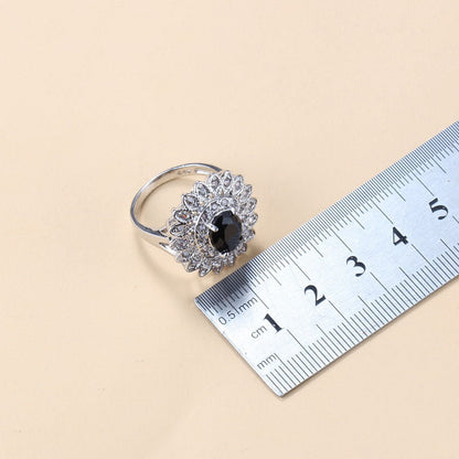 Garnet Cubic Zirconia Earrings Pendant Necklace Bracelet Ring Gift 4 PCs Set