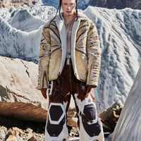 Ravaged And Distressed Apricot Lambswool Denim Jacket