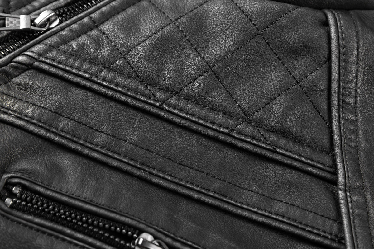 Men's Black Pu Leather Biker Jacket VINTAGE REAL MOTORCYCLE JACKETS FOR MEN