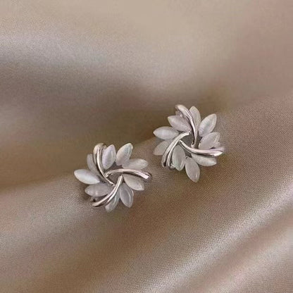 Cat's Eye Flower Earrings High Sense Opal Square Triangle Geometry Earrings
