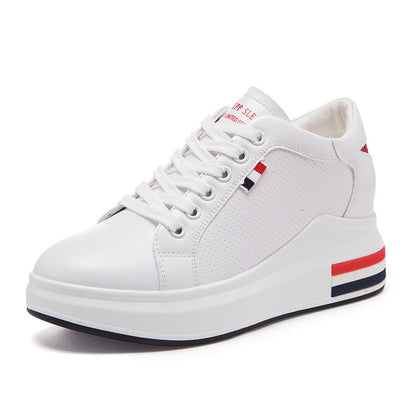 Elevated Sneakers, Versatile Lace-Up White Shoes