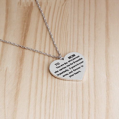 Heart-Shaped Engraved Necklace for Mother's Day Gift