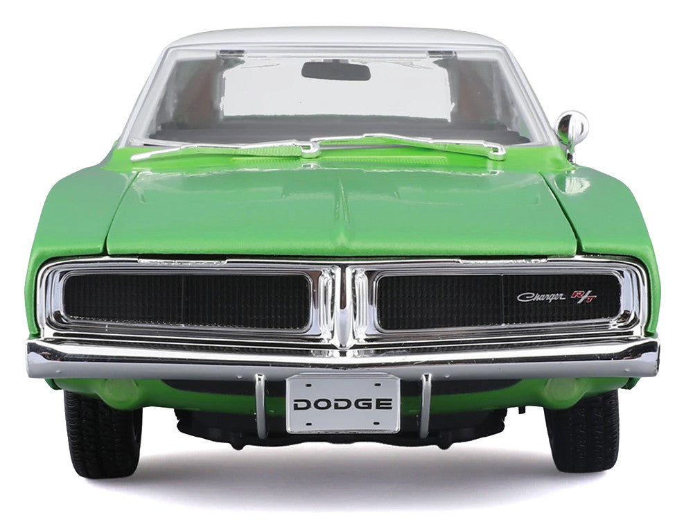 1969 Dodge Charger R/T Green Metallic with White Top and Tail Stripe "Special Edition" Series 1/18 Diecast Model Car by Maisto