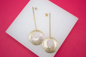 Long Modern Round Gold Earring (K155)(L173)