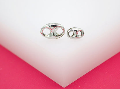 18K Rhodium Filled Puffy Mariner Stud Earrings (L123)(L34)