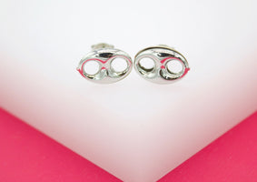 18K Rhodium Filled Puffy Mariner Stud Earrings (L123)(L34)