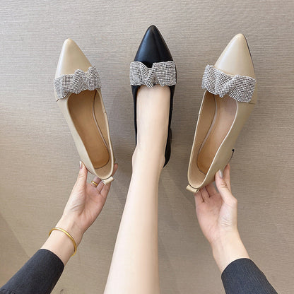Top Layer Cowhide Pointed Toe Fashion Single Shoes Women