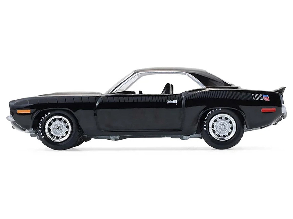 1970 Plymouth 'Cuda AAR Black with Gray Stripes "Barrett-Jackson" Series 16 1/64 Diecast Model Car by Greenlight