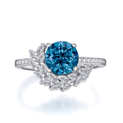 S925 Silver Round Rhinestone Ring