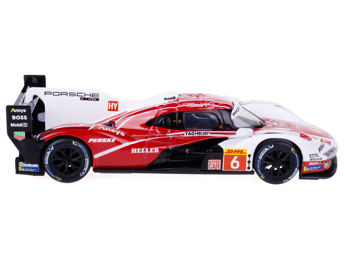 Porsche 963 #6 Kevin Estre - Andre Lotterer - Laurens Vanthoor "Porsche Penske Motorsport" Drivers' Winner "FIA World Endurance Championship" (2024) with Display Case "Race" Series 1/43 Diecast Model Car by Bburago