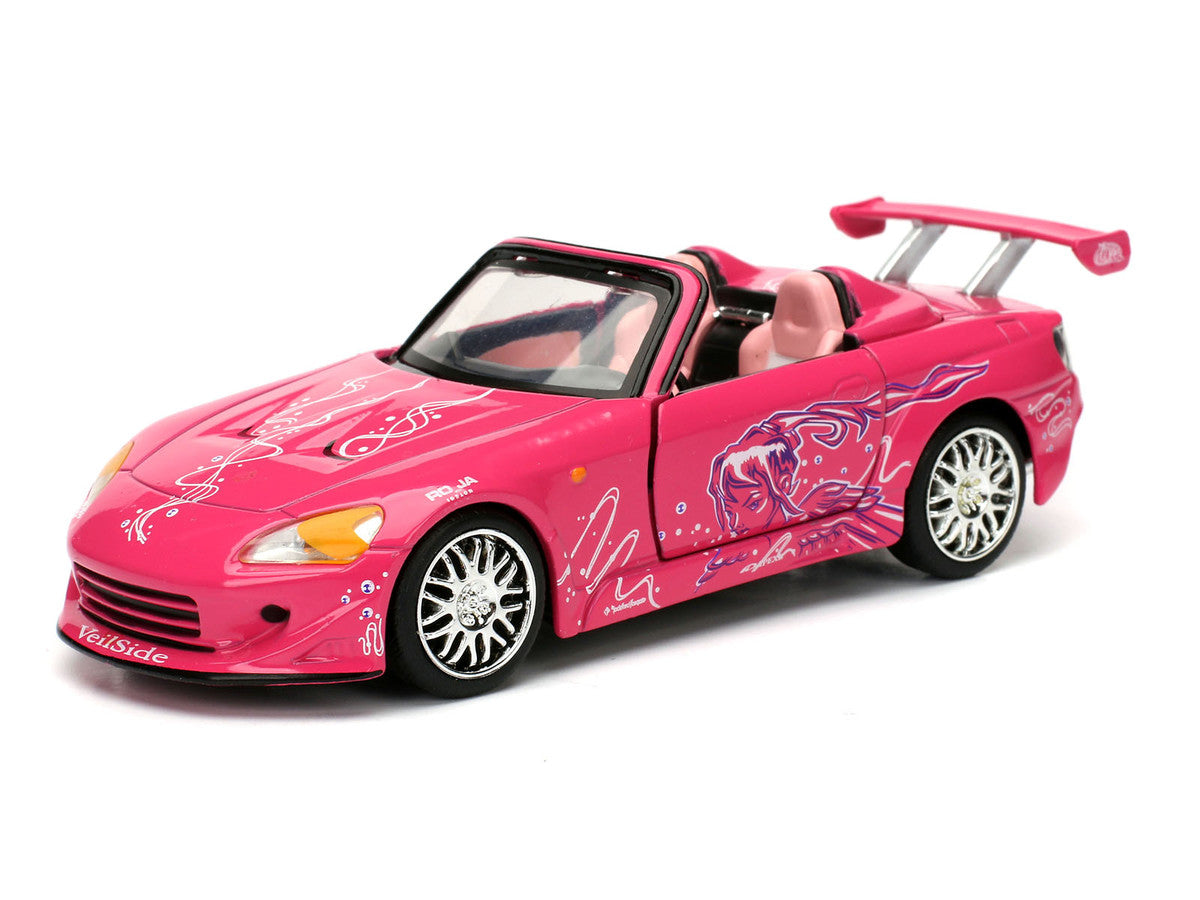 Honda S2000 Pink with Graphics and Mazda RX-7 Orange with Graphics Set of 2 pieces "25 Years of Fast & Furious" Series 1/32 Diecast Model Cars by Jada