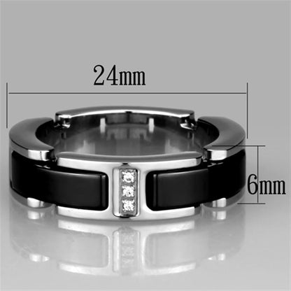 3W966 - High polished (no plating) Stainless Steel Ring with Ceramic  in Jet