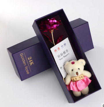 24K Gold Foil Purple Rose - Mother's Day Gift