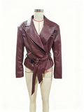 Women's Motorcycle Cool Strapped Temperament Leather Jacket