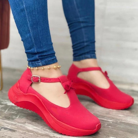 New Platform Buckle Fringe Solid Color Suede Casual Sneakers