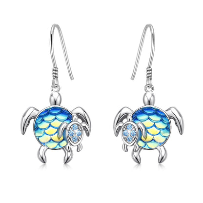 Turtle Earrings Sterling Silver Mom and Baby Dangle Mother and Daughter Tortoise