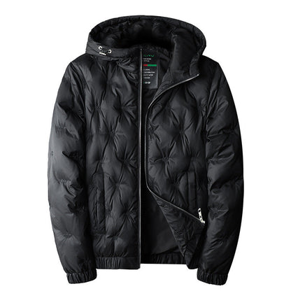 Embroidered Down Men's Plus Size Hooded Casual Down Jacket
