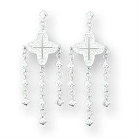 414222 - High-Polished 925 Sterling Silver Earrings with AAA Grade CZ  in Clear