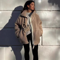 Fashion Loose Anti-cashmere Personality Casual Zip Coat