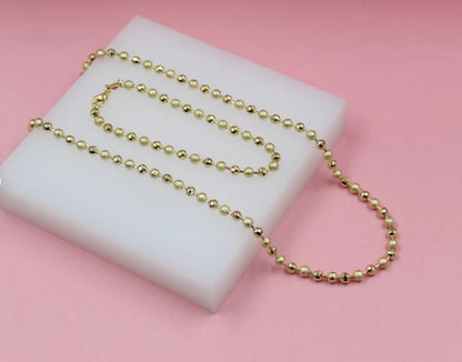 Gold Filled Shiny Textured Ball Chain (F264B)(I441)