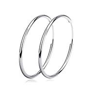 Sterling Silver Simple Polished Big Round Circle Hoop Earrings for Women