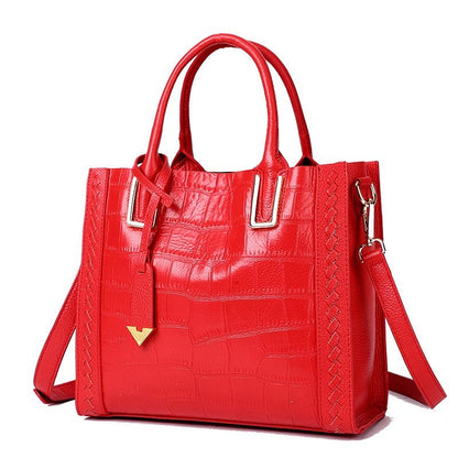 Pattern Woven Leather Tote Handbag for Women