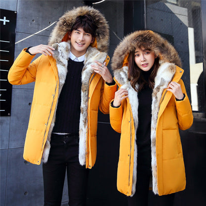 new down jacket men's long section Korean youth lovers men's winter large size coat thickening