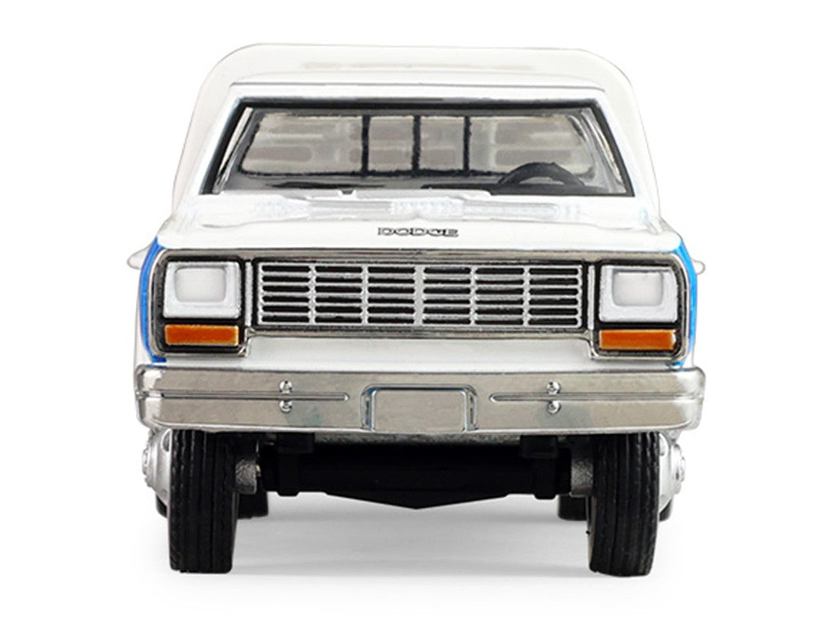 1981 Dodge Ram W350 Power Ram Dually Flatbed Truck "Goodyear" White with Blue Sides "Dually Drivers" Series 17 1/64 Diecast Model Car by Greenlight