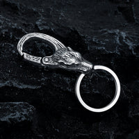 European And American Fashion Wolf Head Stainless Steel Keychain