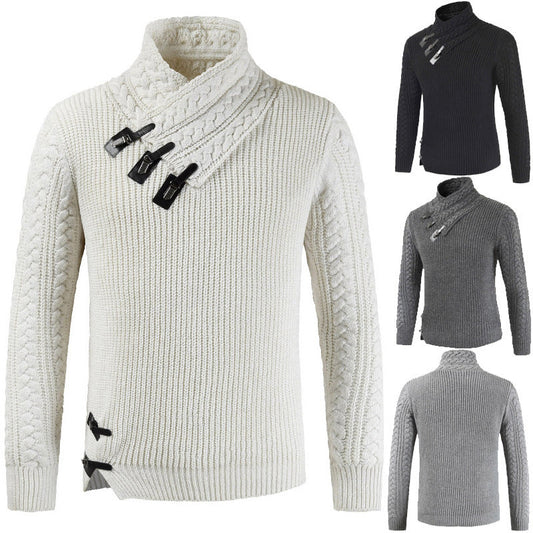 Men's Scalp Button Irregular Long Sleeve T-Shirt