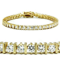 47205 - Gold Brass Bracelet with AAA Grade CZ  in Clear
