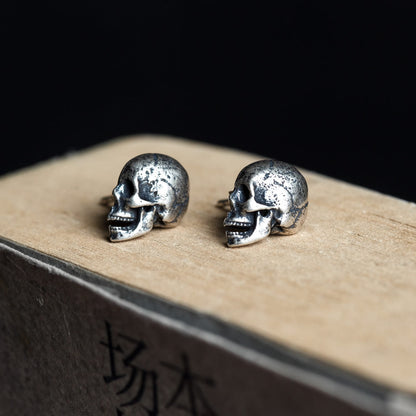 S925 Creative Distressed Half Skull Earrings